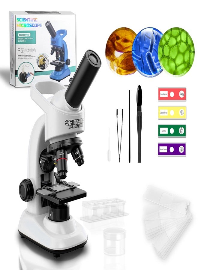 Double CC Kids Microscope,40-1600x Microscope Kit for Kids Beginners Children,STEM Kit,Prepared Slides,LED Light and Configured Various Operating Tools- Science Experiment Toy for Kids Ages 5-12 - Image 1